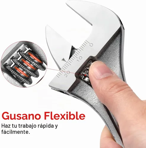 Vista 3 de Jetech Llave Ajustable de 6 Pulgadas con Mango Softgrip - Llave Inglesa Profesional con Apertura de Calibre Ancho