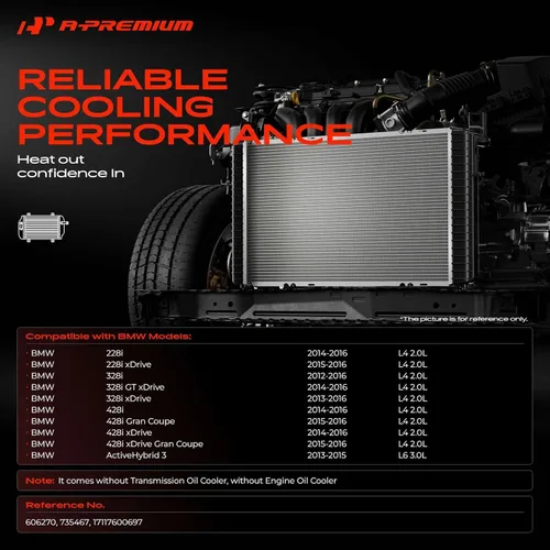 Vista 2 de A-Premium Radiador auxiliar compatible con BMW 328i, 328i GT xDrive, 328i xDrive, 428i, 428i Gran Coupe, 428i xDrive, 428i xDrive Gran Coupe, 228i