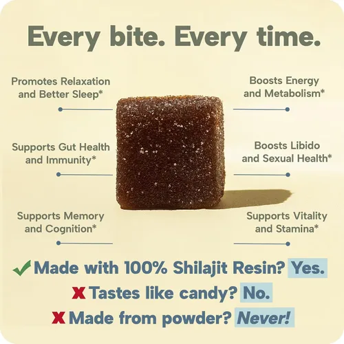 Vista 3 de Gomitas Shilajit puras del Himalaya hechas con resina, suplemento de goma de ácido fúlvico prémium para energía y vitalidad, bienestar natural