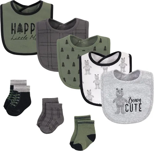 Vista 225 de Hudson Baby Conjunto de babero y calcetines unisex de algodón para bebé