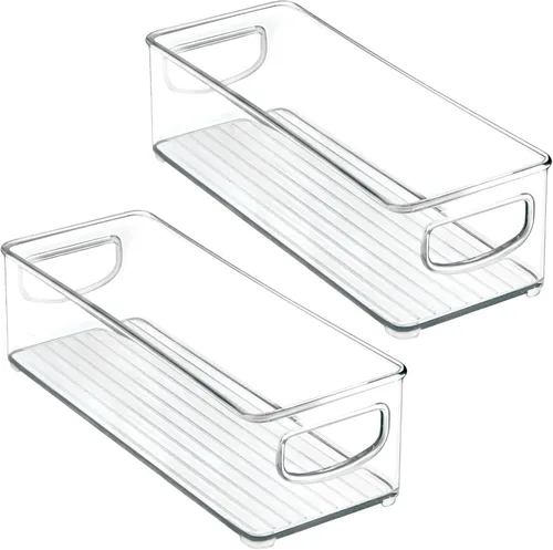 Vista 7 de mDesign - Contenedores pequeños de plástico para almacenamiento de oficina con asas para organización en gabinete de archivos, estante de armario