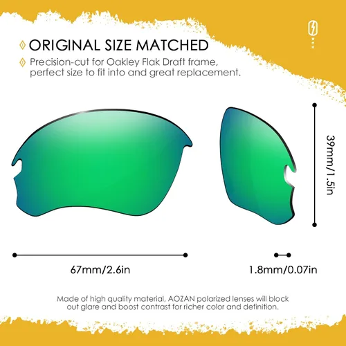Vista 18 de ANSI Z87.1 Replacement Lenses For Oakley Flak Draft OO9364 Sunglass