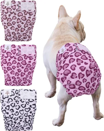 Vista 21 de CuteBone WWD28XS - Pañales lavables para perras, sin agujero para la cola, reutilizables, pantalones de entrenamiento para perritos, con cola