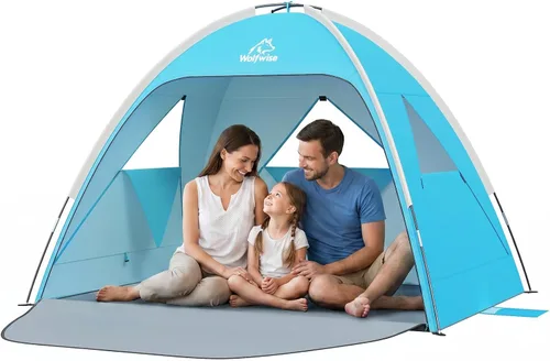 Vista 19 de Wolfwise Tienda de campaña de playa para 3 personas con protección UV UPF 50+, tiendas de campaña de playa con suelo extensible para privacidad, 3