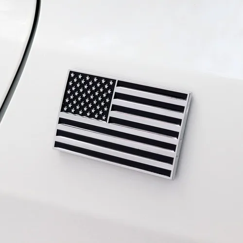 Vista 2 de Adhesivo metálico 3D de bandera estadounidense negra para automóvil, 3.15 x 2 pulgadas, emblema de aleación de zinc para camión, automóvil, Negro