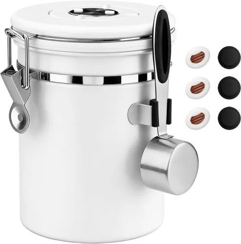 Vista 13 de ShanSon Recipiente hermético para café de acero inoxidable, recipiente de almacenamiento de granos de café con cuchara, recipiente de café