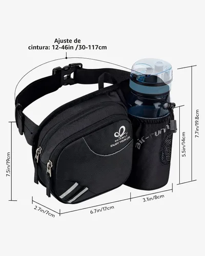 Vista 3 de Waterfly - Cangurera de senderismo con soporte para botella de agua para hombres y mujeres, para correr y pasear al perro, para iPhone 8 Plus