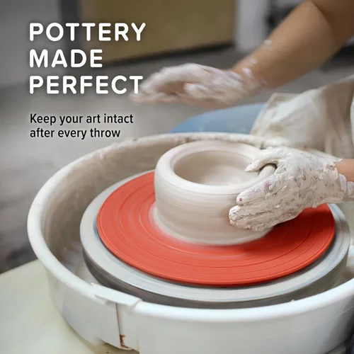 Vista 3 de Pottery Head Bates de cerámica para rueda de cerámica – 1 bate de rueda de cerámica redondo de 12 pulgadas con líneas de guía – Herramientas