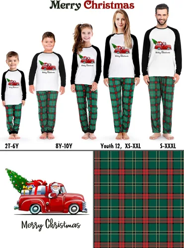 Vista 3 de Pijamas de Navidad familiares a juego, pijamas navideñas para familia o parejas