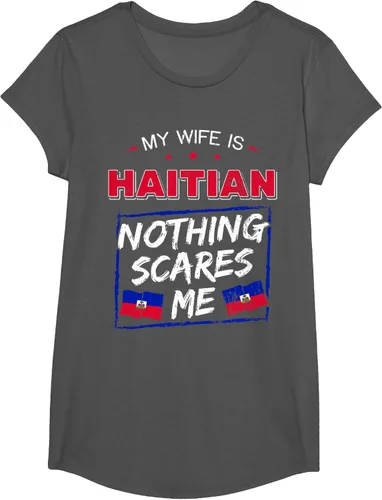 Vista 31 de My Wife Is Haitian Republic of Haiti Heritage Roots - Camiseta con bandera, Negro, S