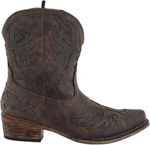Vista 9 de ROPER Botas de puntera recortada con incrustación para mujer Amelia, estilo casual, tobillo, tacón bajo de 1-2 pulgadas, color marrón