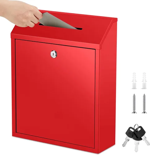 Vista 11 de Yaocom Caja de Recolectión de Donaciones de Efectivo de Metal Caja de Sugerencias Segura con Cerradura Montada en la Pared Buzón de Entrega