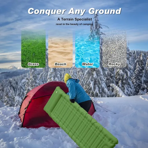 Vista 9 de Colchoneta de dormir para camping, extra grueso, 4.7 pulgadas, colchoneta inflable ultraligera e impermeable con colchón de aire integrado