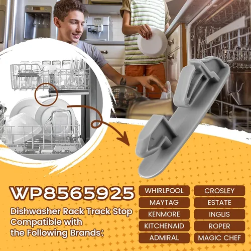 Vista 3 de WP8565925 - Tope de riel para lavavajillas compatible con Whirlpool Maytag Kenmore KitchenAid Crosley, etc., tope superior de riel deslizante