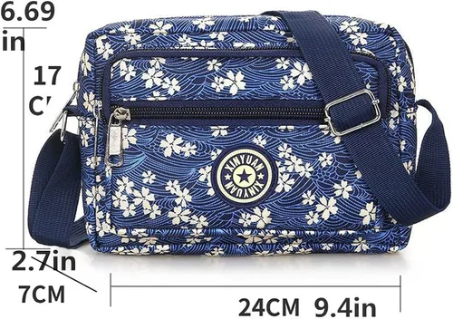 Vista 4 de HODMEXI Bolso cruzado impreso de nailon para mujer, bolsa de bolsillo de viaje para mujer