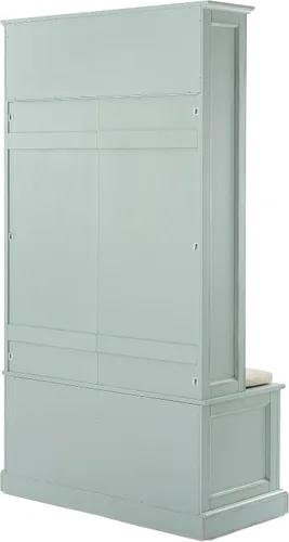 Vista 4 de Crosley Furniture Holbrook Hall - Banco para zapatos Espuma de mar envejecida azul