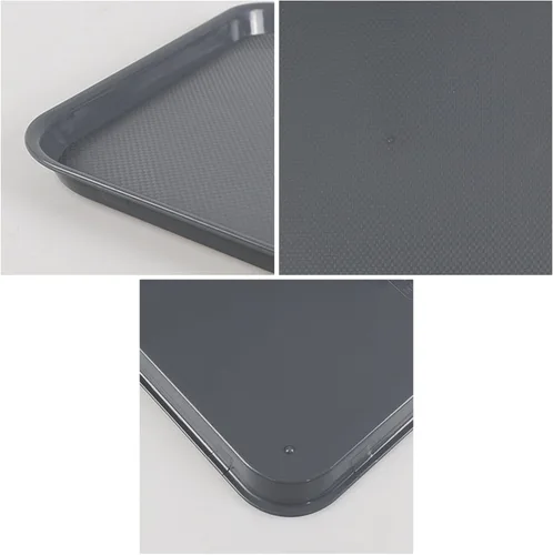 Vista 3 de Readsky 6 paquetes de bandejas de plástico para servir, bandejas de plástico de comida rápida de 17.2 x 13.4 pulgadas, bandeja rectangular gris