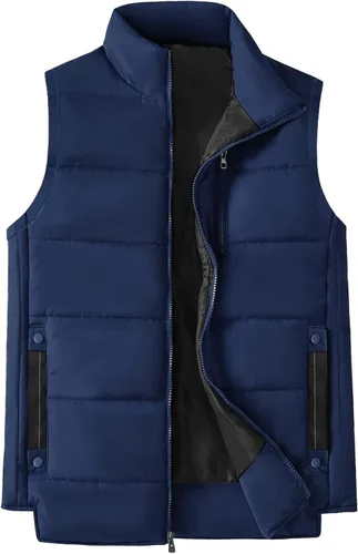 Vista 6 de XinYangNi Chaleco de invierno con forro polar para hombre, chaqueta de burbujas cálida e informal