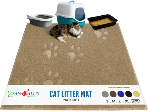 Vista 32 de Andalus Tapete Pequeño para Arena de Gatos, Paquete de 2 - Impermeable, Antideslizante y Fácil de Limpiar, Tapete para Caja de Arena de Gatos