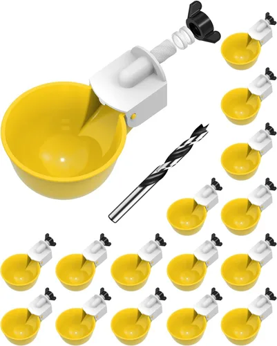 Vista 21 de Vasos para beber pollo (paquete de 8) con broca de 3/8 pulgadas, color azul Automatic Poultry Drinker Feeder Kit for Chickens, Ducks, Turkeys