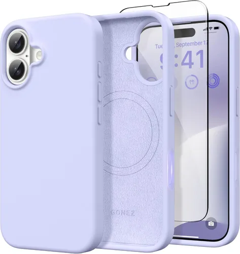 Vista 164 de GONEZ Funda magnética para iPhone 14, compatible con Magsafe, con protector de pantalla + protector de cámara, forro de microfibra antiarañazos