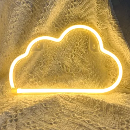 Vista 9 de Luz de neón LED en forma de nube para decoración de pared, luces de pared en forma de nube con alimentación por batería o USB para habitación Azul