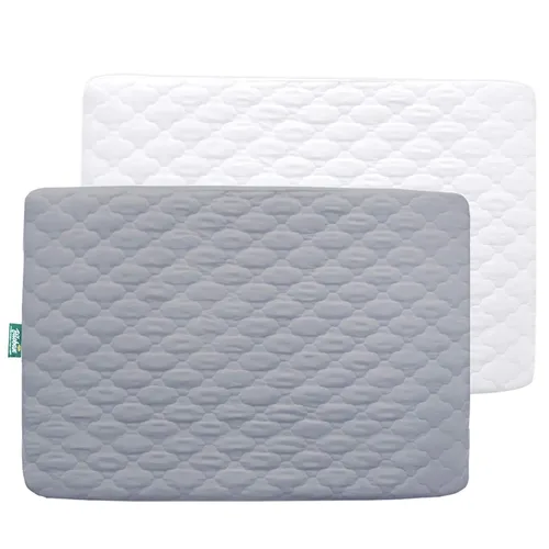 Vista 16 de Sábana impermeable para Pack 'n Play acolchada, protector de sábana de 39 x 27 pulgadas, compatible con colchones para bebés plegables y cunas