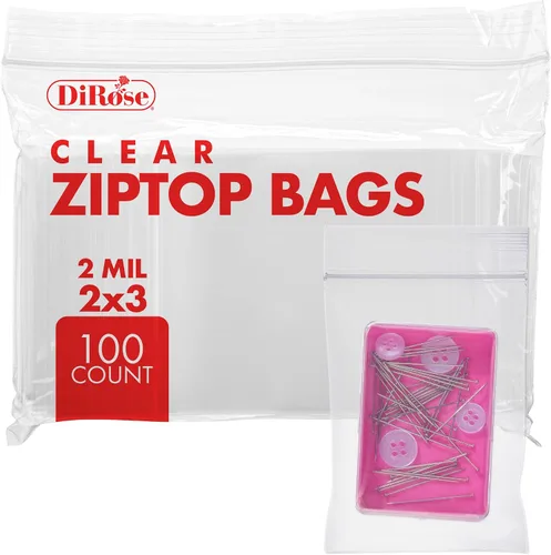 Vista 15 de DiRose Paquete de 1000 bolsas de plástico transparentes con cierre de 2 mil de 1 x 1 pulgada, cierre superior resellable para almacenamiento