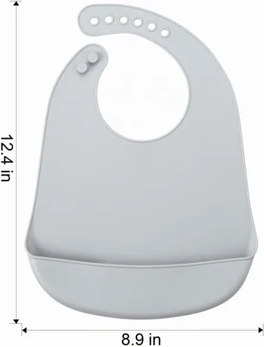 Vista 2 de PandaEar 3 Pack Waterproof Silicone Baby Bibs Super Thin Light Weight Feeding Bib with Food Catcher Pocket for Toddler