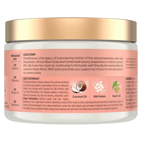Vista 2 de SheaMoisture Mascarilla capilar de coco e hibisco para rizos secos Mascarilla capilar con manteca de karité 11.5 oz