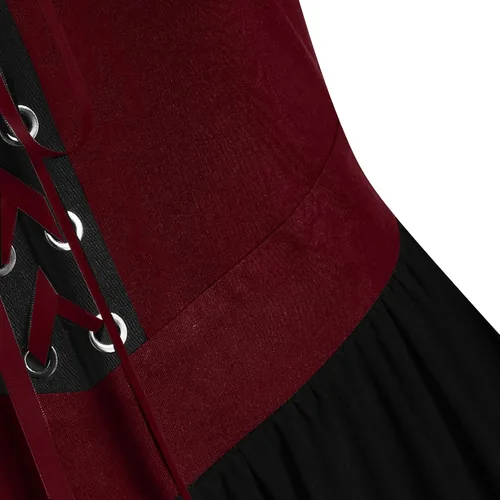 Vista 2 de Vestido punk gótico para mujer, conjunto bohemio gótico de cintura alta, vestido de hada, vestido de manga de mariposa con hombros descubiertos