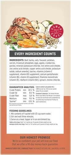Vista 2 de The Honest Kitchen Human Grade Wholemade™ Alimento deshidratado para perros de carne de res y avena integrales, 1.5 onzas x10