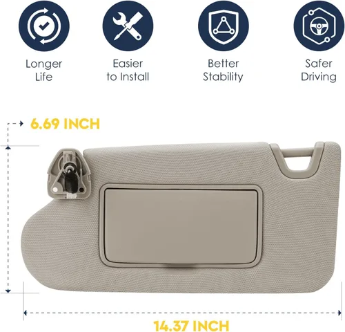 Vista 6 de Parasol para conductor y pasajero compatible con Nissan Altima sin techo corredizo 2013 2014 2015 2016 2017 2018, sustituye a 96400-3TA2A, Beige