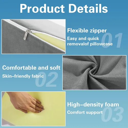 Vista 3 de BALAPET Almohada de cuña pequeña para dormir de lado, almohada de espuma premium para dormir de lado, almohada de cuña triangular para elevación