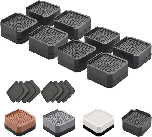Vista 9 de EclatBain Elevadores rectangulares para cama, elevadores de muebles rectangulares de alta resistencia, con bloques ajustables de elevación de hasta