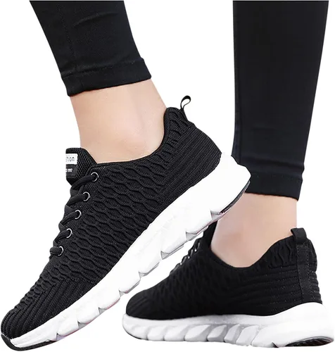 Vista 2 de ZiSUGP Outdoor Fitness Sport Sneakers Shoes Black Sneakers for Women Womens Slip On Sneakers Flying Woven Sports Shoes Women's Shoes Light Lace