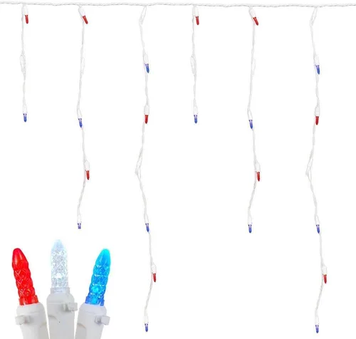 Vista 7 de Novelty Lights Luces LED de carámbano blanco puro, 15 pies 150 bombillas LED M5 en 30 gotas con espacio de 6 pulgadas, caídas de 12-32 pulgadas