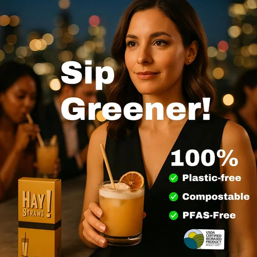 Vista 3 de Pajitas de heno compostables de 6 pulgadas, respetuosas con el medio ambiente, 1500 popotes biodegradables, desechables para bebidas bajas