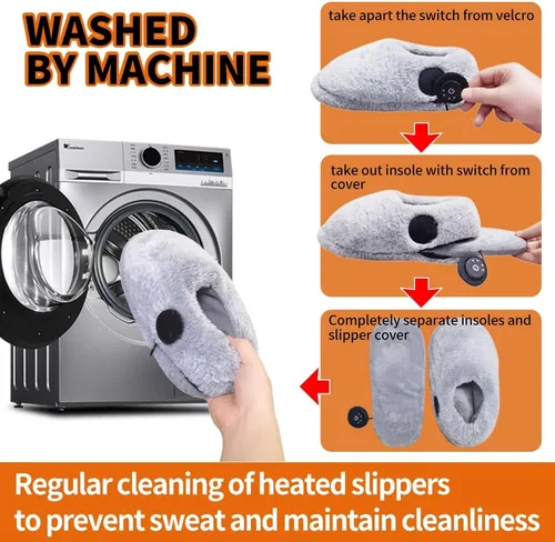 Vista 5 de Pantuflas térmicas para pies fríos, almohadilla térmica eléctrica portátil para mujer, recargable, 3-6 horas de calefacción, alimentadas por batería