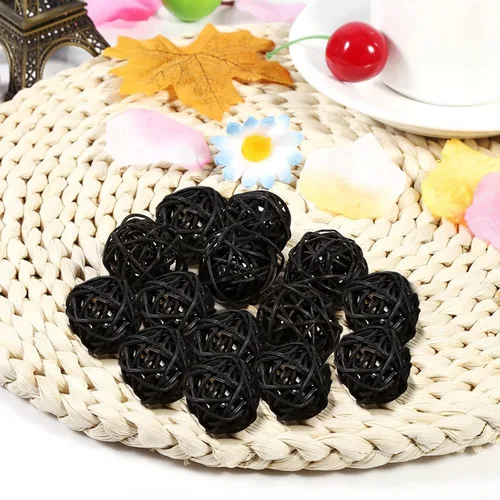 Vista 9 de Bolas decorativas para centros de mesa, 20 unidades, mini bolas de mimbre de ratán, relleno de orbes para decoración del hogar, pájaros, loros