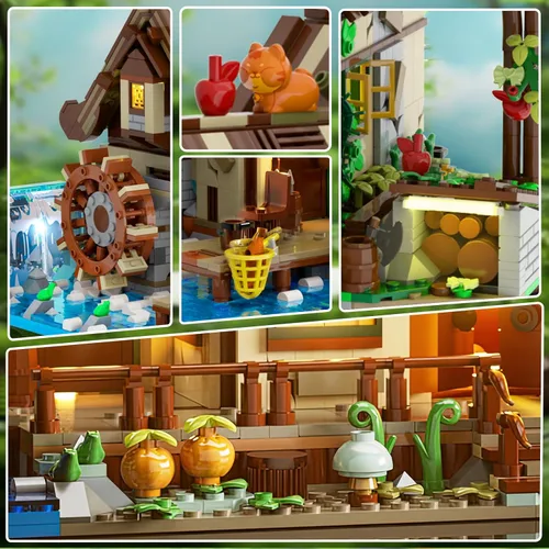 Vista 3 de INSOON Juego de construcción de cabañas de madera con luces para adultos