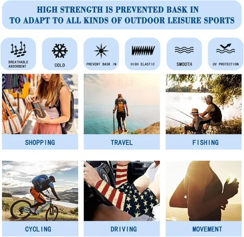 Vista 6 de XYZCANDO Juego de 2 mangas elásticas refrescantes con protección solar UPF 50 para deportes de verano y al aire libre