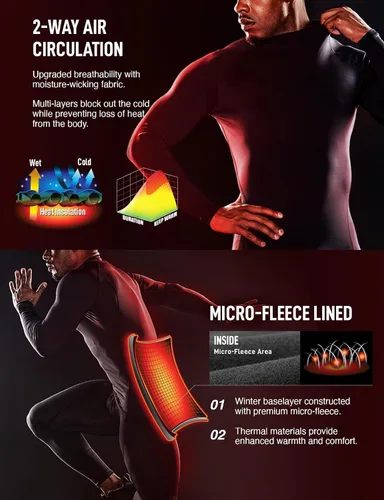 Vista 4 de ATHLIO 2 or 3 Pack Men's Thermal Long Sleeve Compression Shirts, TurtleMock Winter Sports Base Layer, Active Running Shirt