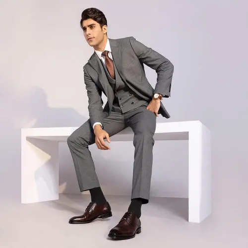 Vista 4 de Zapatos planos Oxford de tacón bajo grueso para hombre, zapatos planos Brogue de cuero genuino con cordones
