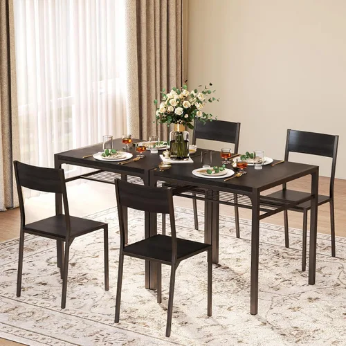 Vista 7 de Gizoon Juego de mesa de comedor para 2, mesa de cocina de 3 piezas con 2 sillas para espacios pequeños, apartamento, cocina, comedor, ahorro