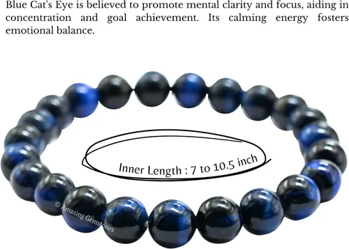 Vista 561 de Amazing Gemstone Crystal Bracelet for Women Men's Gifts - Protection Healing Crystal Bracelet - 8mm Gemstone Beaded Stretchable Bracelet Pulseras