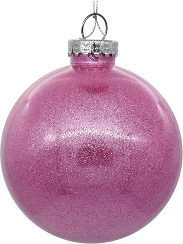 Vista 21 de Vickerman Adorno navideño de bola transparente de 3 pulgadas con interior de purpurina dorada antigua. Oro envejecido