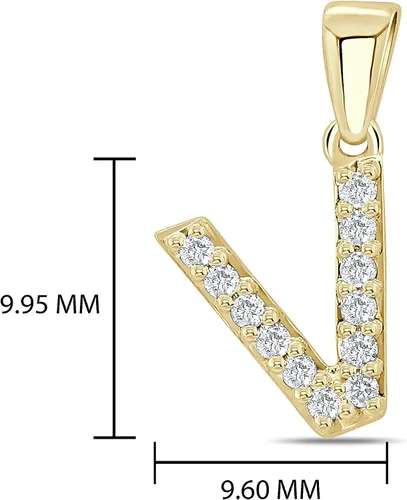 Vista 34 de Collar colgante con letra inicial de diamantes en oro amarillo de 14k (1/10 quilates) 18 pulgadas