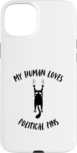 Vista 9 de iPhone 16 My Human Loves Political Pins - Cat Parent Hobby Lover Case