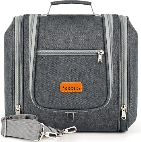 Vista 15 de COOSKY Neceser de viaje colgante extragrande para mujeres y hombres, bolsa de higiene, kit organizador de baño y ducha con soportes de banda